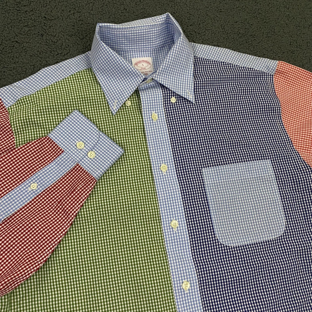 Brooks Brothers Shirt Mens Small Mulitcolor Gingham Check Button Down Fun